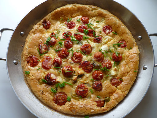 Leek and Cherry Tomato Clafouti