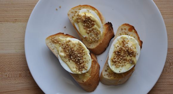 Hard Cooked Eggs, Lime Aioli and Dukkah