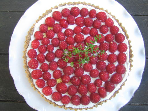Raspberry Chevre Tart with Poppyseed Shortcrust
