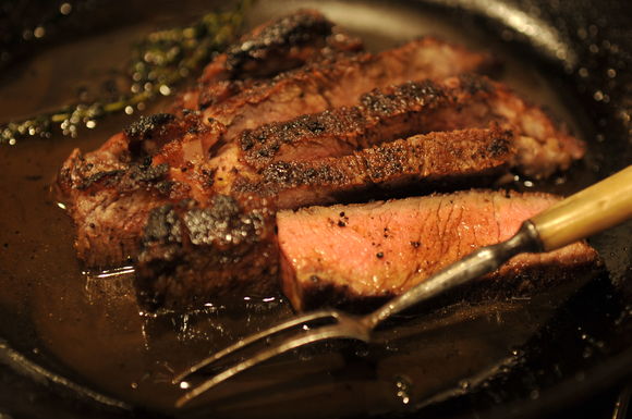 Cowboy Rubbed Rib Eye with Chocolate Stout Pan Sauce