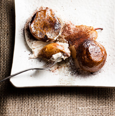 Roasted Pears with Espresso Mascarpone Cream