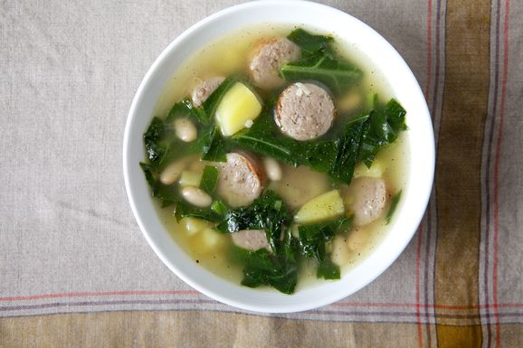 Beans and Greens Soup with a Little Italian Sausage