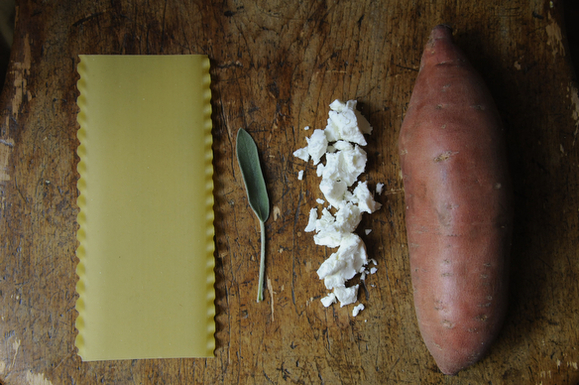 Pasta with Sweet Potato, Goat Cheese and Sage