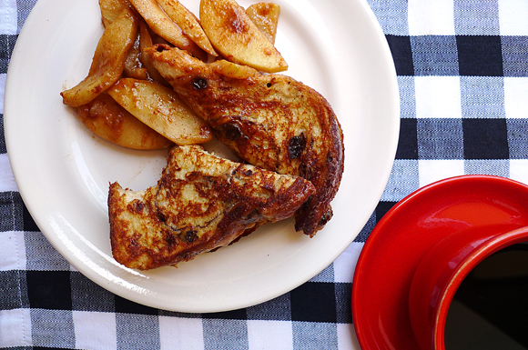 cinnamon apple walnut stuffed french toast