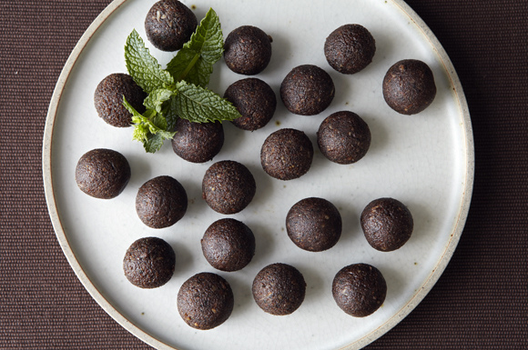 Raw Mint Chocolate Truffles with Almonds and Sea Salt