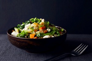 Make This Tonight: Wok Sautéed Mizuna with Minced Chicken