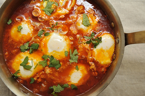 Easy Everyday: Moroccan Merguez Ragout with Poached Eggs