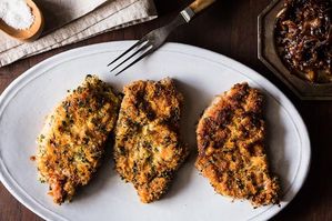 Dinner Tonight: Herb-Crusted Pork Chops + Potato Salad with Arugula