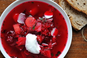 Dinner Tonight: Spring Borscht + Warm Beet Greens Salad