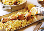 Shark Kabobs over Spiced Cashew Rice Recipe