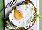 Open-Faced Sandwiches with Ricotta, Arugula, and Fried Egg Recipe