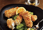 Chunky Fish Fingers with Pea and Mint Puree Recipe
