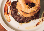 Rib-Eye Steak with Blue Cheese Butter and Walla Walla Onion Rings Recipe