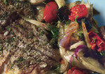 Roasted Striped Bass with Fennel, Tomatoes, and Oil-Cured Olives Recipe