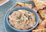 Caramelized-Onion Dip with Cilantro-Garlic Pita Crisps Recipe