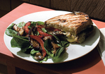Eggplant, Red Pepper, and Fontina Panini with Spinach Salad Recipe