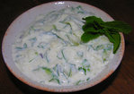 Cool, muddled cucumber raita with a happy hour option Recipe