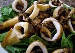 Teriyaki Mushroom - Stuffed Squid On A Bed Of Baby Spinach Recipe
