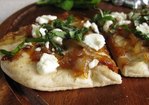 Appetizer Recipe: Flatbreads with Goat Cheese, Caramelized Onions, and Basil Recipe