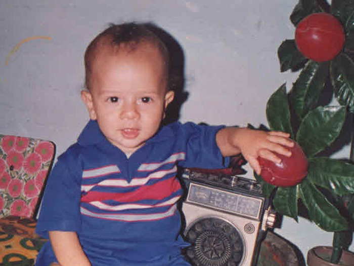 At home, age 3
