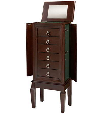 Linon Madeline Jewelry Armoire in Espresso