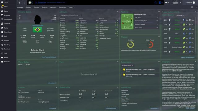 More screen shots of Football Manager 2016's UI.