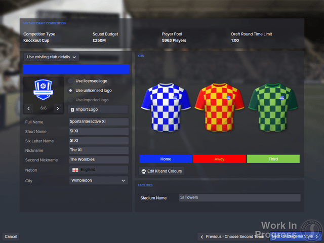 Football Manager 2016's Create a Club mode