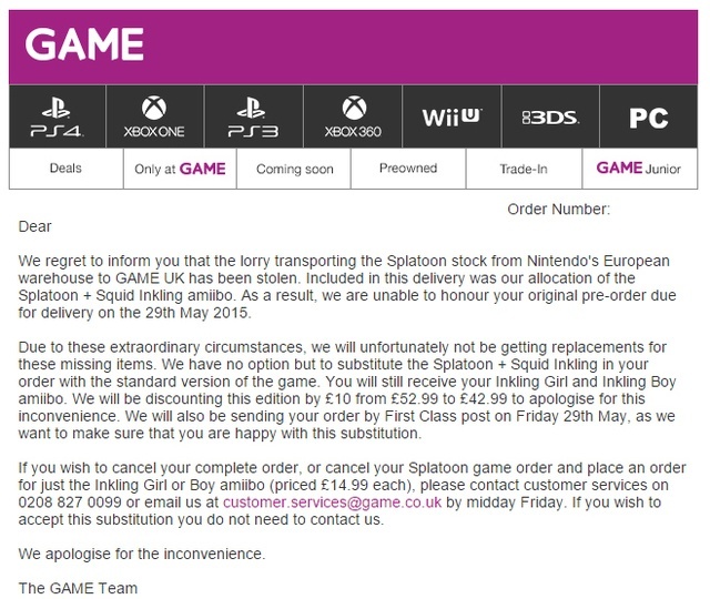 splatoon special edition stolen game uk