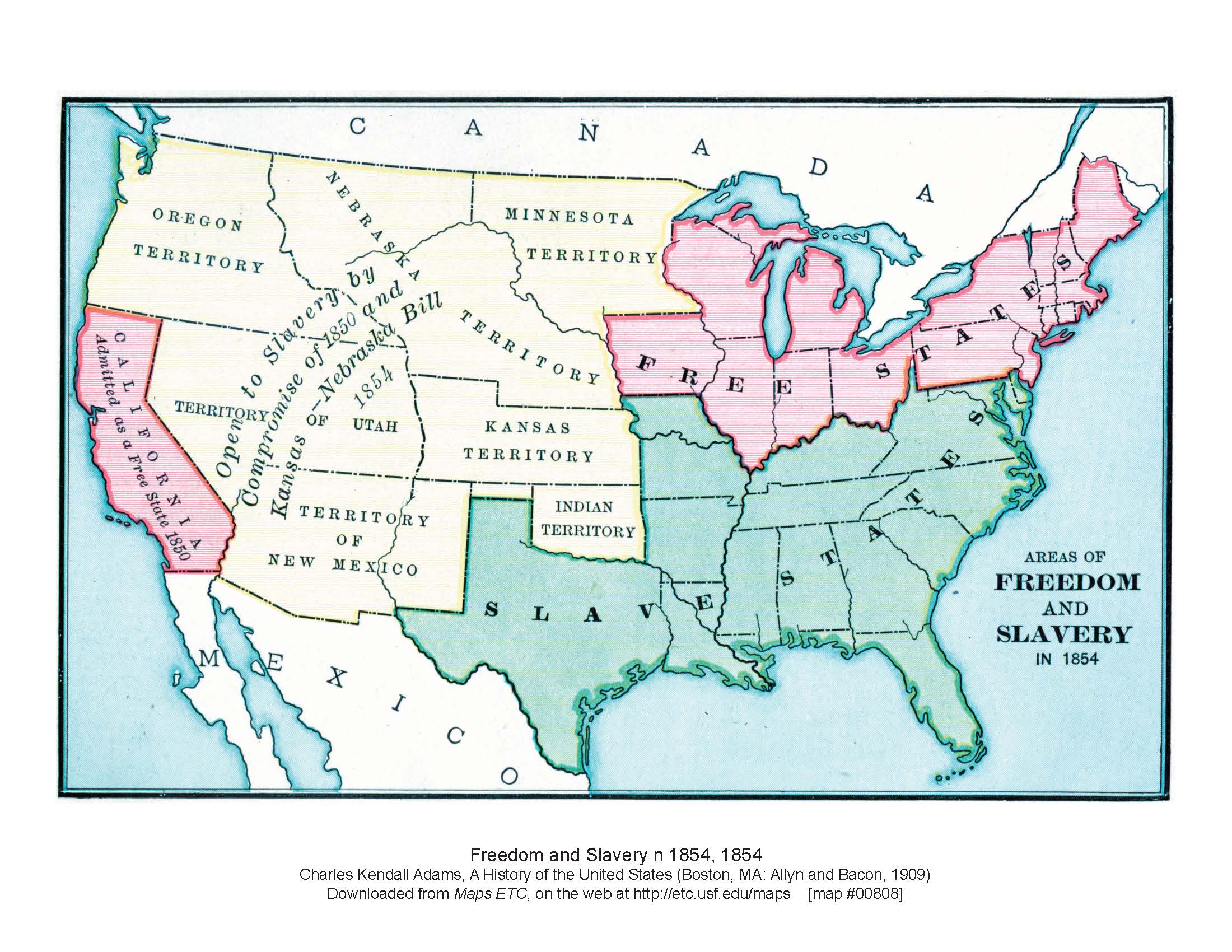 Slave And Free States Map - Map