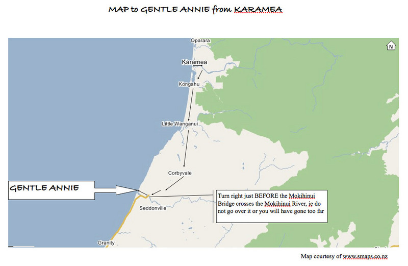 Directions to Gentle Annie from Karamea