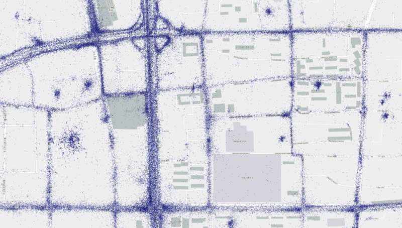 T-drive points at building scale