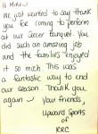 Letter from Upward Sports Banquet