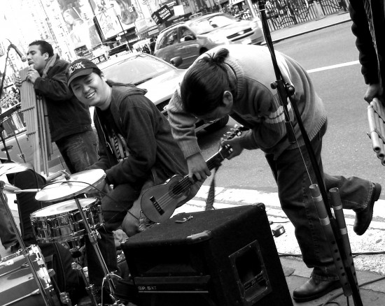Andes Fusion breaking charango on Broadway