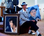 Arthur Alder with music fan's paintings