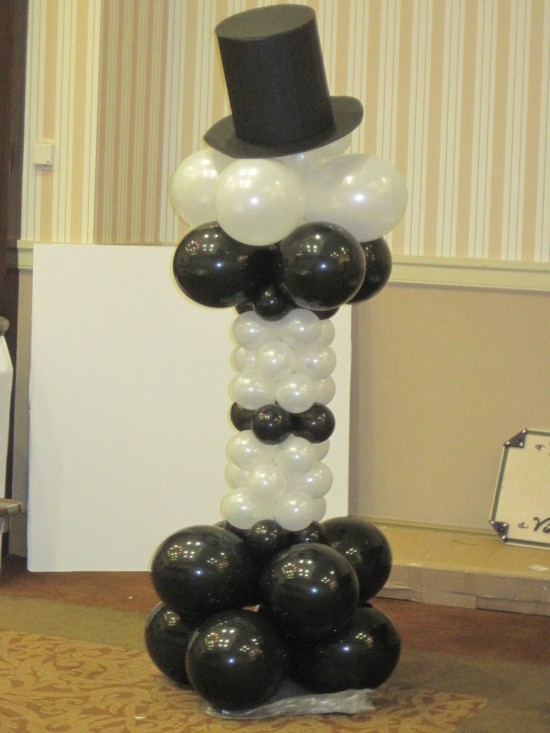 Formal black tie top hat balloon column