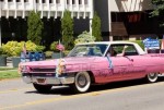 Bay Area Elvis Rick Torres Bobbie driving pink caddy Bay Area Elvis Rick Torres Bobbie driving pink caddy