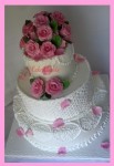 Pink Roses Wedding Cake