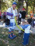 Dodger twisting balloon at Fall Fest Dodger twisting balloon at Fall Fest