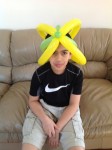 My son with a Martian helmet. My son with a Martian helmet.