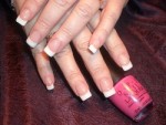 Pink and White Sculptured Nails