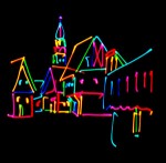 European town abstract done with lasers