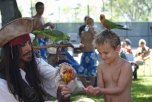 parrot Jack with kids