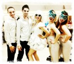 Athena with her back-up dancers backstage before going onstage at Rider University