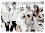 Athena with her back-up dancers backstage before going onstage at Rider University
