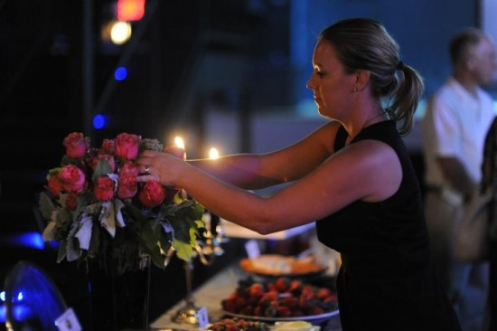 Our planner, Cheryl, working on a flower arrangement