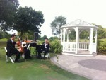 Beautiful outdoor wedding with a string trio from Yoon's Musicians