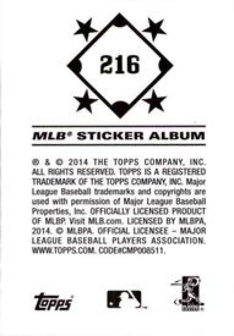 Pick Your Cards 2014 Topps MLB Baseball Sticker Collection (#201-315) - Picture 33 of 231