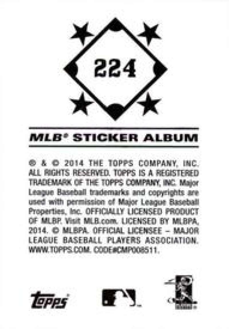 Pick Your Cards 2014 Topps MLB Baseball Sticker Collection (#201-315) - Picture 49 of 231