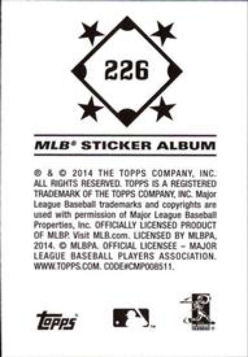 Pick Your Cards 2014 Topps MLB Baseball Sticker Collection (#201-315) - Picture 53 of 231