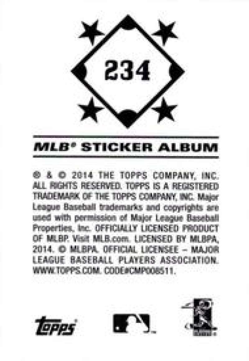Pick Your Cards 2014 Topps MLB Baseball Sticker Collection (#201-315) - Picture 69 of 231